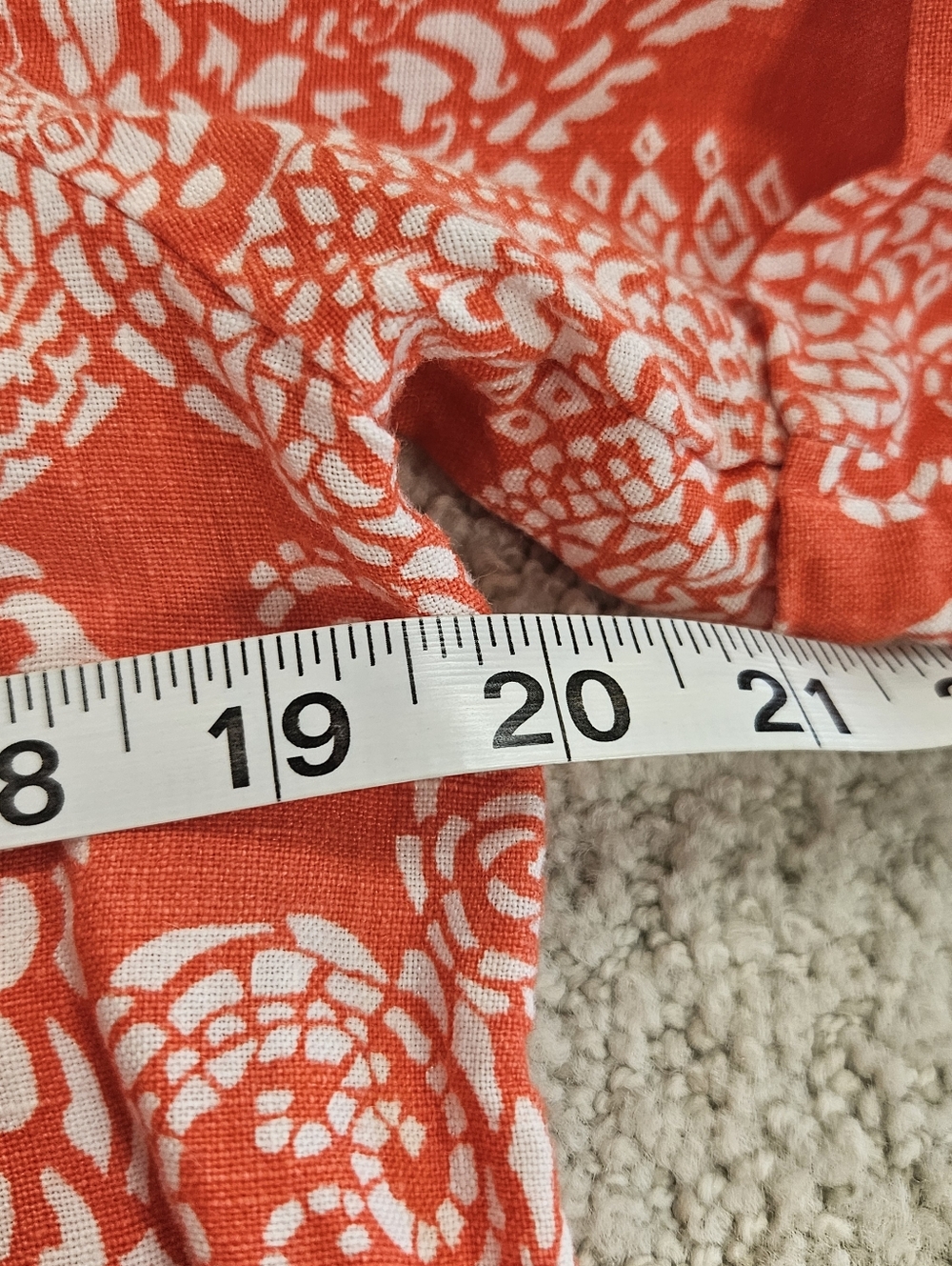 Chicos Linen Dress Orange Popover Paisley Pockets US 8 M Coastal Beach Womens - Picture 5 of 10